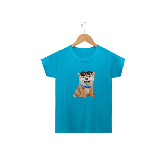 Nome do produto Camiseta Infantil Akita Filhote de Óculos e Gravatinha
