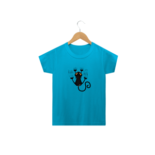 Nome do produto Camiseta Infantil Gato Preto Arranhando