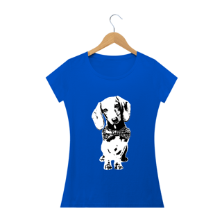 Nome do produto Baby Look Dachshund de Gravatinha em Preto e Branco