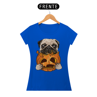 Nome do produto Baby Look Pug Comendo uma Abóbora