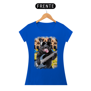 Nome do produto Baby Look Bulldog Francês Tocando Guitarra