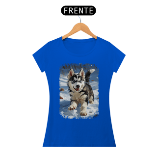 Nome do produto Baby Look Husky Siberiano Correndo na Neve