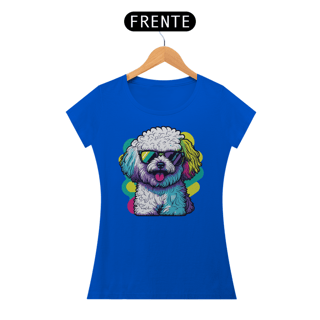 Nome do produto Baby Look Bichon Frisé de Óculos de Sol