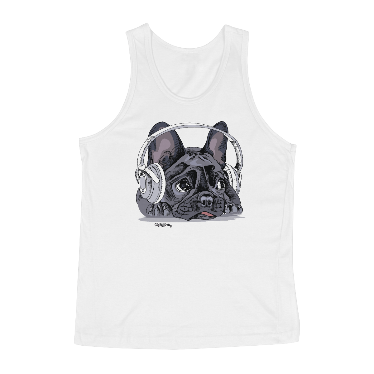 Nome do produto: Regata Bulldog Francês Ouvindo Música