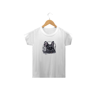Nome do produto Camiseta Infantil Bulldog Francês Ouvindo Música