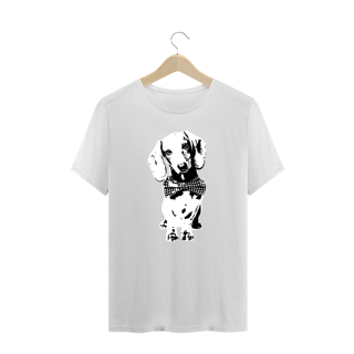 Nome do produto Camiseta Plus Size Dachshund de Gravatinha em Preto e Branco