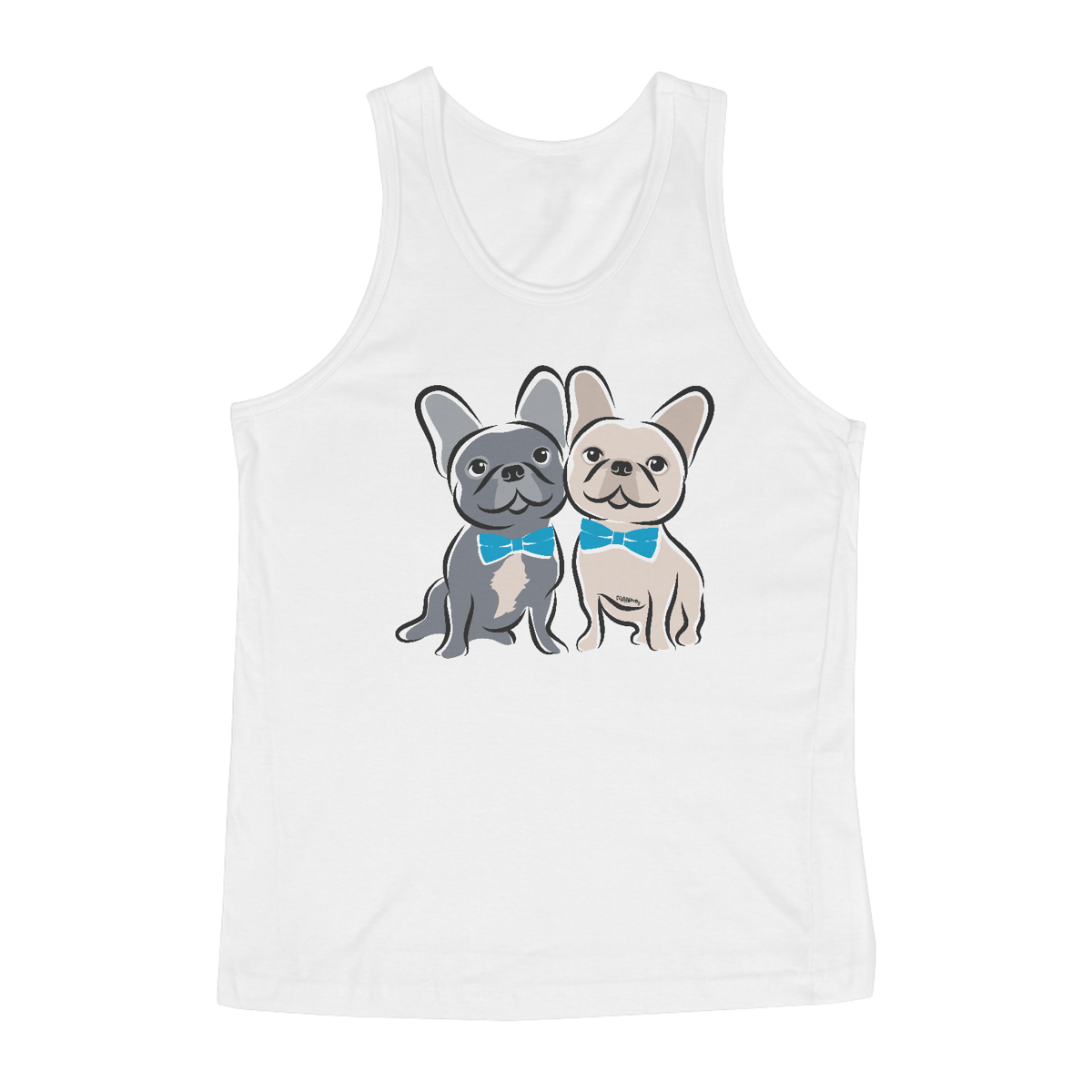 Nome do produto: Regata Bulldog Francês Casal de Gravatinha