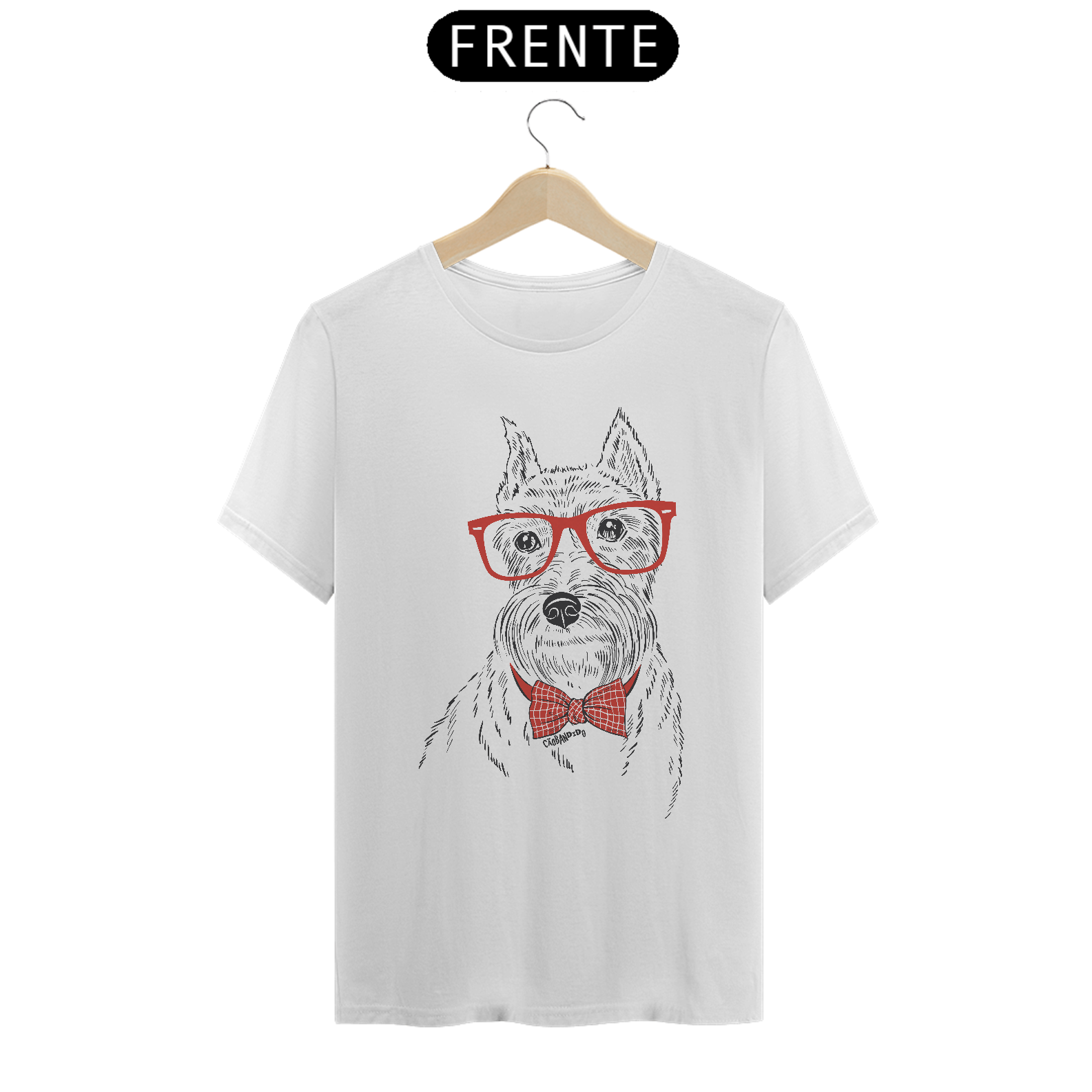 Camiseta Schnauzer de Óculos e Gravatinha