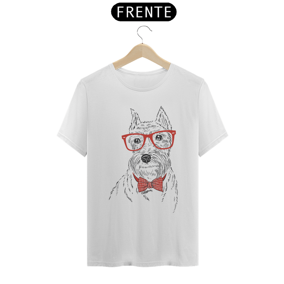 Nome do produto: Camiseta Schnauzer de Óculos e Gravatinha