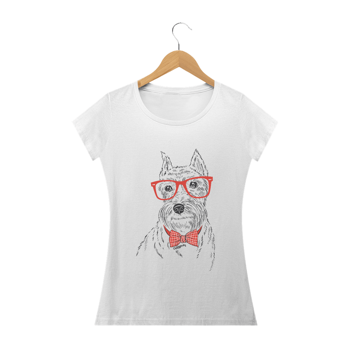 Nome do produto: Baby Look Schnauzer de Óculos e Gravatinha