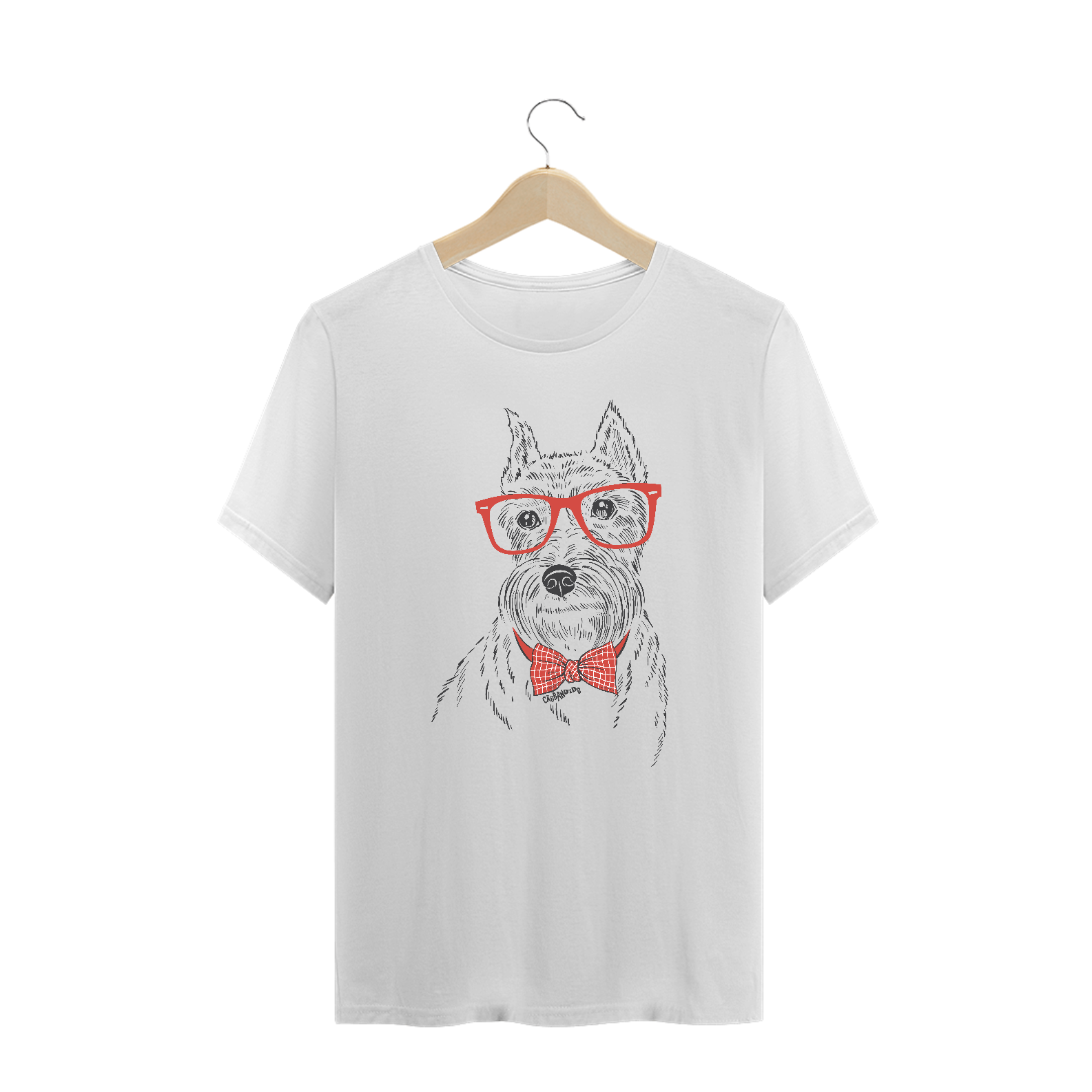 Camiseta Plus Size Schnauzer de Óculos e Gravatinha