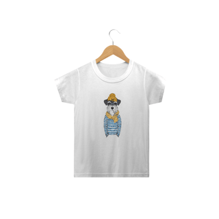 Nome do produto Camiseta Infantil Schnauzer Cachorro Marinheiro