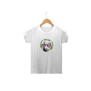 Nome do produto Camiseta Infantil Pastor Alemão de Óculos e Fone de Ouvido