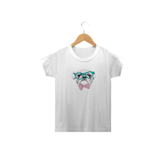 Nome do produto Camiseta Infantil Bulldog Inglês de Óculos e Gravatinha