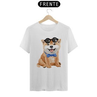 Nome do produto Camiseta Akita Filhote de Óculos e Gravatinha