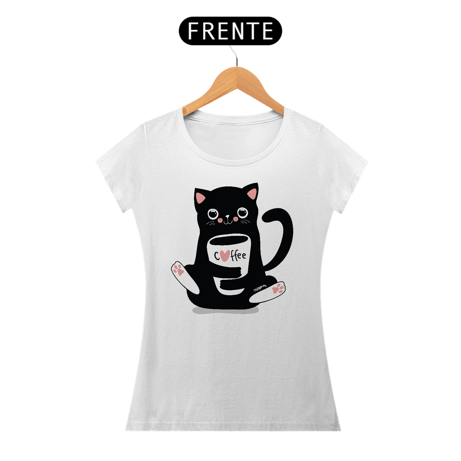 Baby Look Gato Preto Café