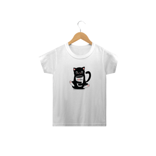 Nome do produto Camiseta Infantil Gato Preto Café