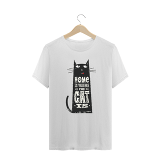 Camiseta Plus Size Home Is Where The Cat Is