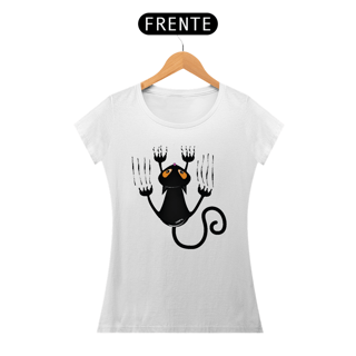 Nome do produto Baby Look Gato Preto Arranhando