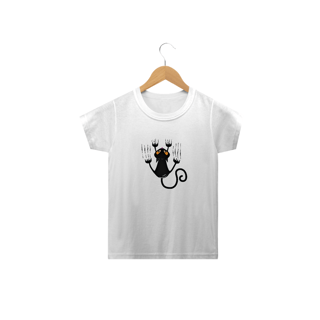 Nome do produto Camiseta Infantil Gato Preto Arranhando