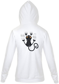 Nome do produto Moletom com Zíper e Capuz - Gato Preto Arranhando
