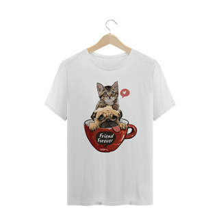 Nome do produto Camiseta Plus Size Gato e Cachorro - Friend Forever