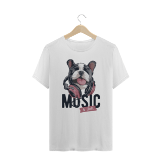 Camiseta Plus Size Music and Dog