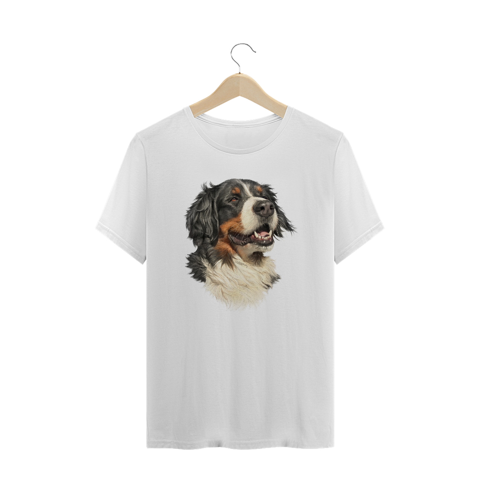 Camiseta Plus Size Bernese Ilustração Realista