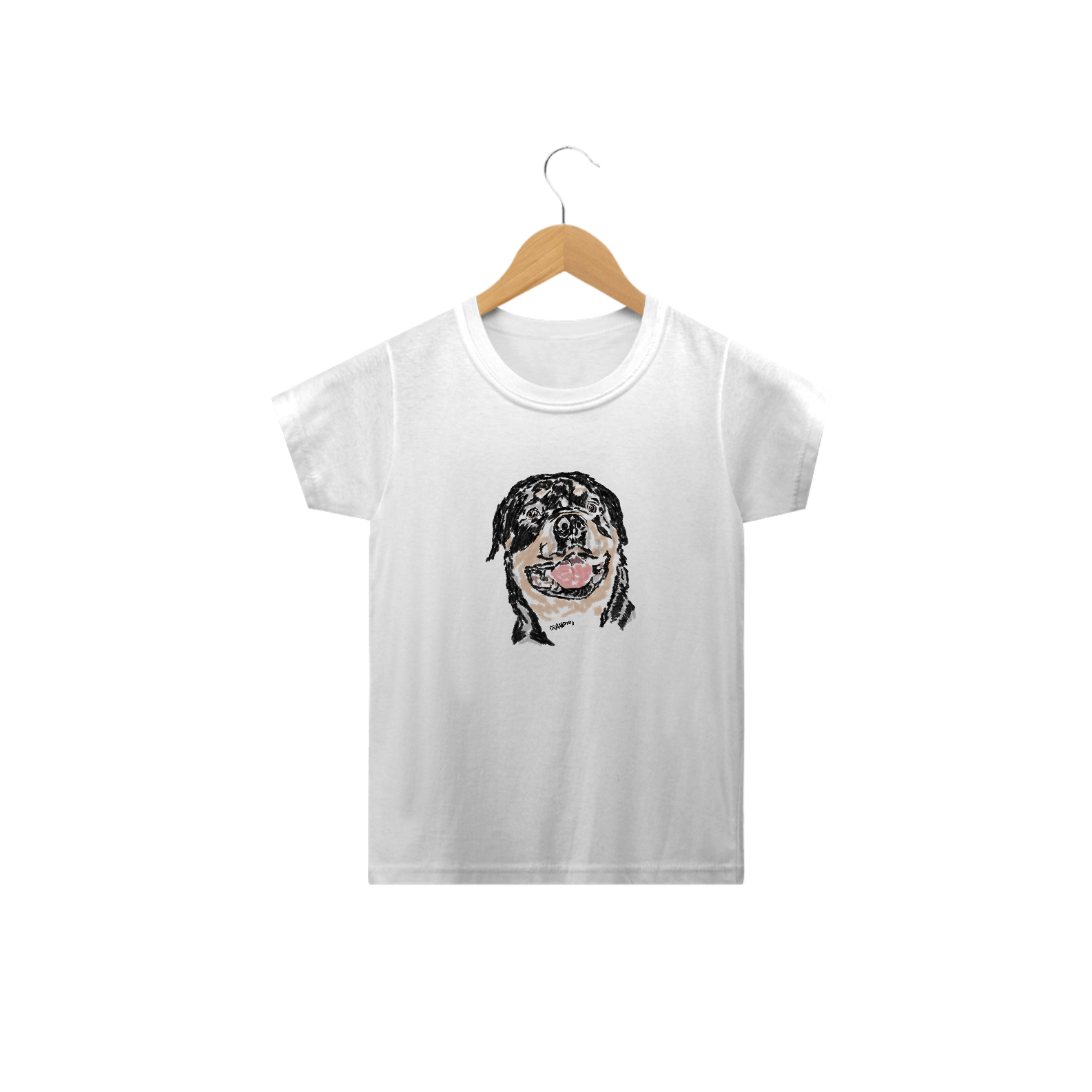 Camiseta Infantil Rottweiler Pintura Digital