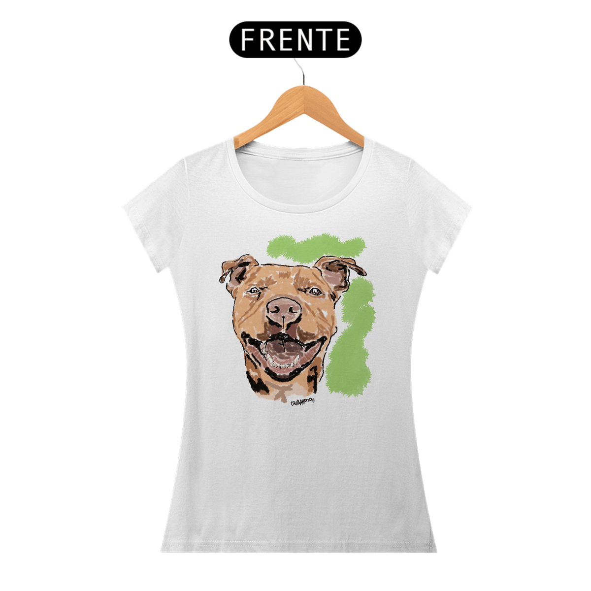 Nome do produto: Baby Look Pitbull Pintura Digital