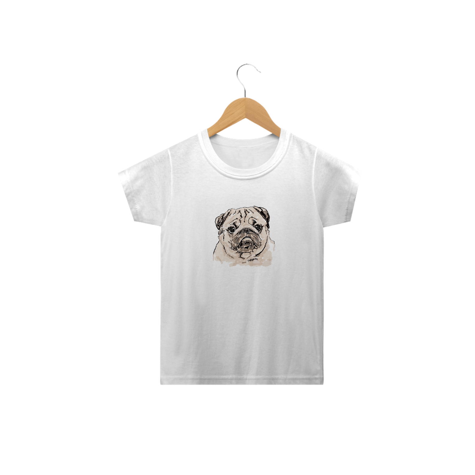 Camiseta Infantil Pug Pintura Digital