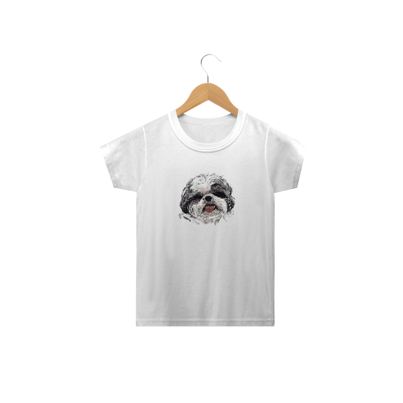 Camiseta Infantil Shih Tzu Pintura Digital