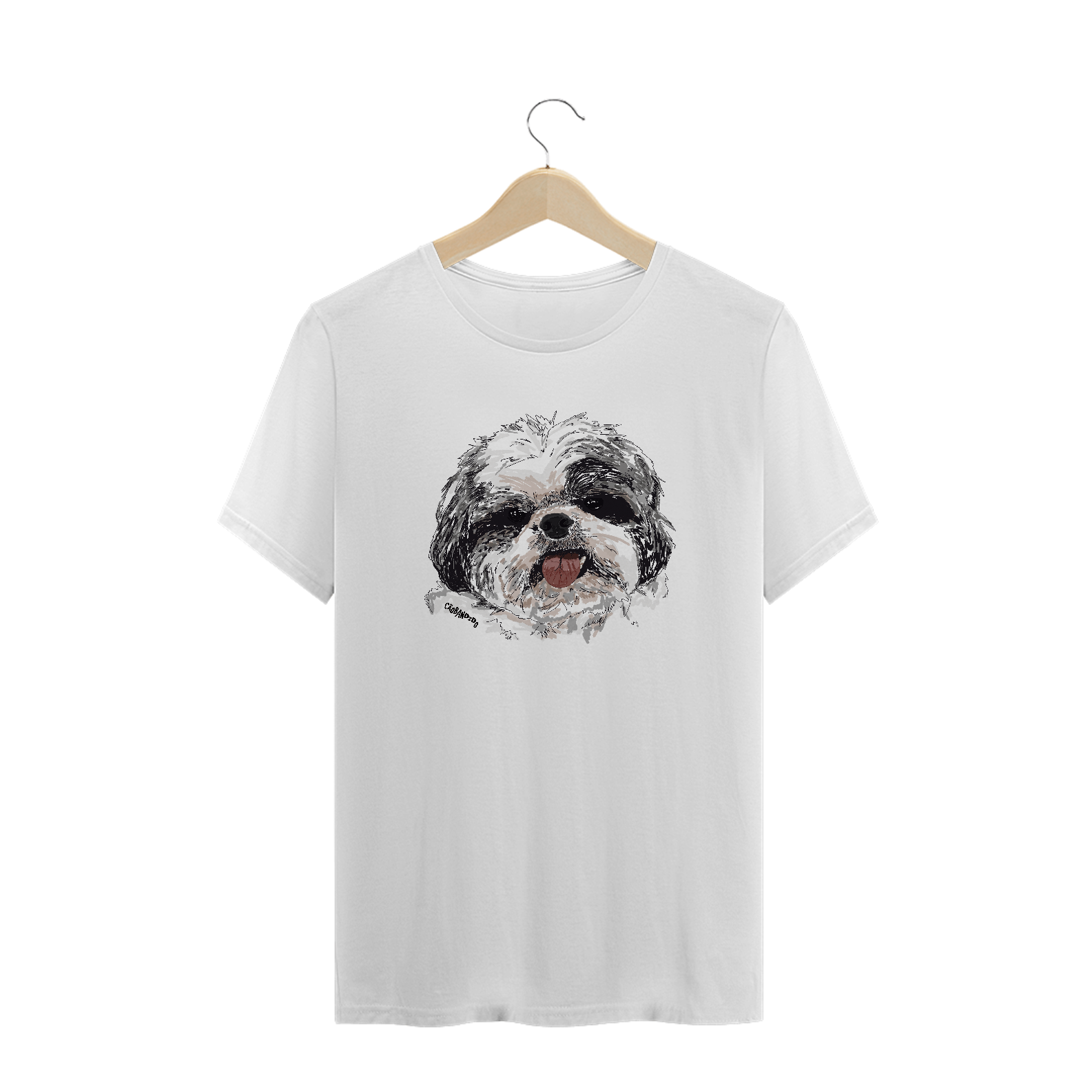 Camiseta Plus Size Shih Tzu Pintura Digital