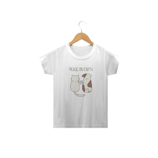 Nome do produto Camiseta Infantil Cachorro e Gato - Peace on Earth