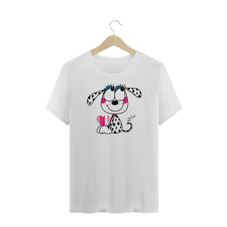 Nome do produto Camiseta Plus Size Dálmata Filhote Segurando um Coração