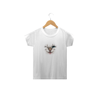 Nome do produto Camiseta Infantil Gato Piscando