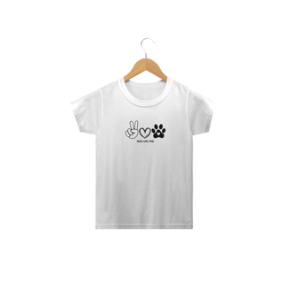 Nome do produto Camiseta Infantil Peace, love, dogs