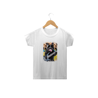 Nome do produto Camiseta Infantil Bulldog Francês Tocando Guitarra