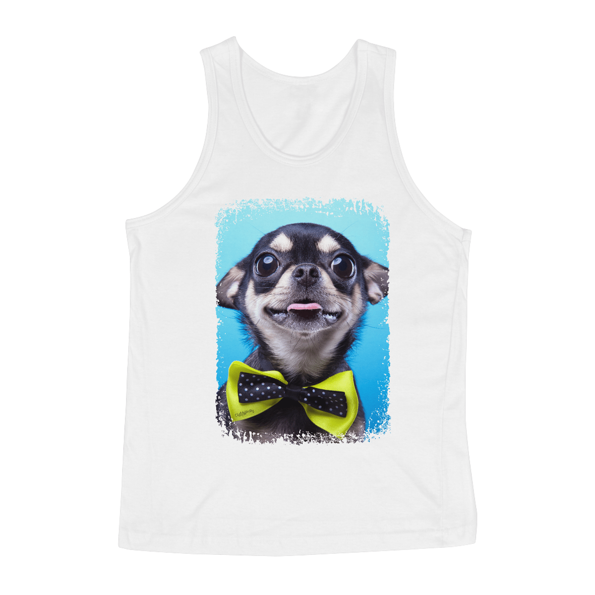 Nome do produto: Regata Chihuahua Preto de Gravatinha