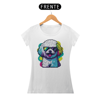 Nome do produto Baby Look Bichon Frisé de Óculos de Sol