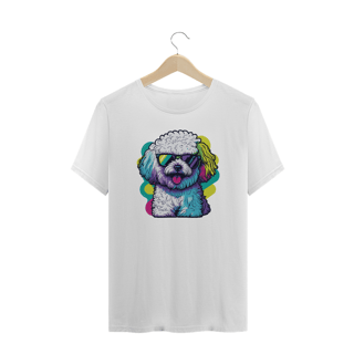 Camiseta Plus Size Bichon Frisé de Óculos de Sol