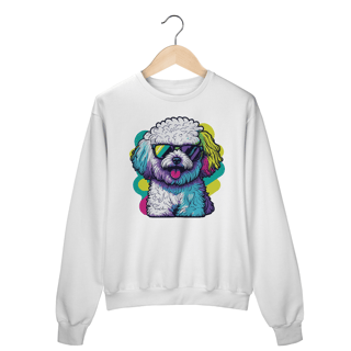 Nome do produto Moletom Blusão Bichon Frisé de Óculos de Sol
