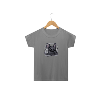 Nome do produto Camiseta Infantil Bulldog Francês Ouvindo Música