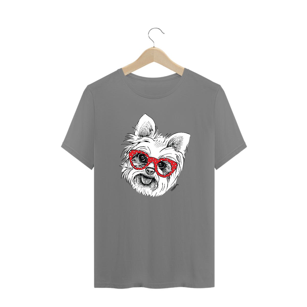 Nome do produto: Camiseta Plus Size Yorkshire de Óculos