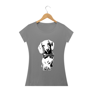 Nome do produto Baby Look Dachshund de Gravatinha em Preto e Branco