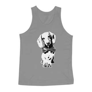 Nome do produto Regata Dachshund de Gravatinha em Preto e Branco