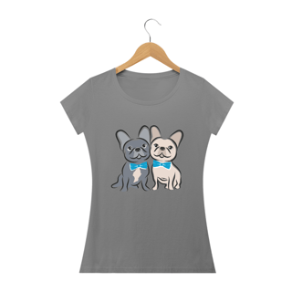 Nome do produto Baby Look Bulldog Francês Casal de Gravatinha