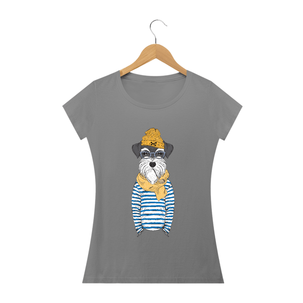 Nome do produto: Baby Look Schnauzer Cachorro Marinheiro