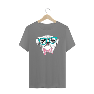 Nome do produto Camiseta Plus Size Bulldog Inglês de Óculos e Gravatinha