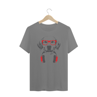 Nome do produto Camiseta Plus Size Golden Retriever de Óculos e Fone de Ouvidos